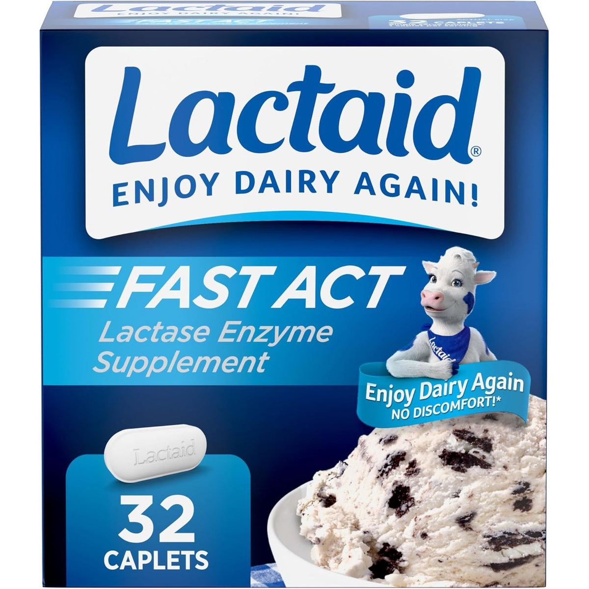 Lactaid Fast Act Lactose Intolerance Relief Caplets, 32 Count