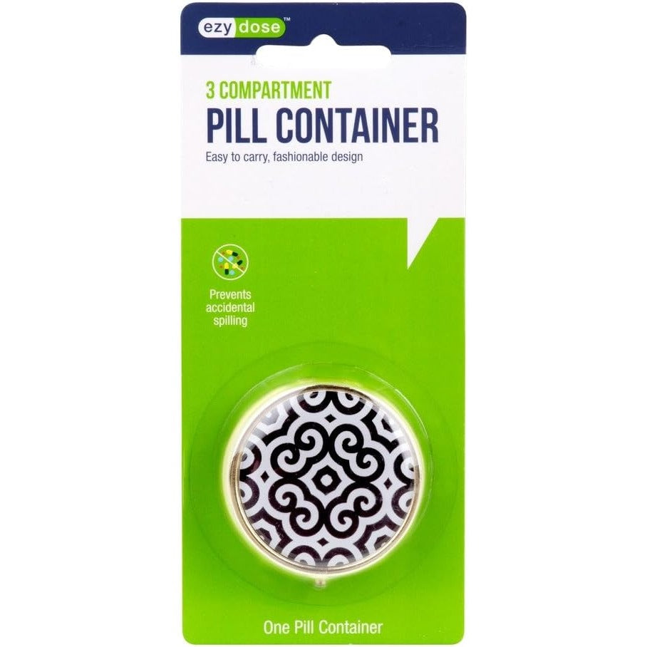 Ezy Dose Fashion Daily Round Pocket Pharmacy Pill Organizer, Color May Vary
