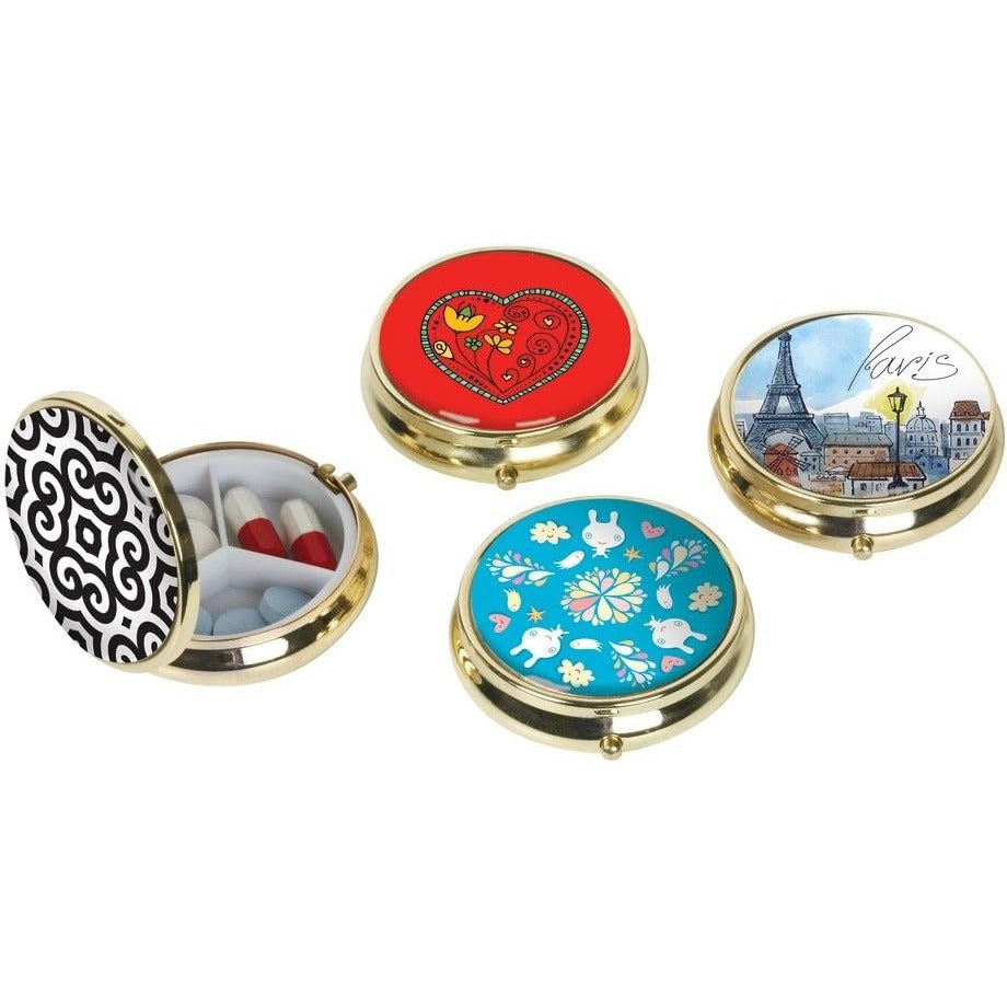 Ezy Dose Fashion Daily Round Pocket Pharmacy Pill Organizer, Color May Vary
