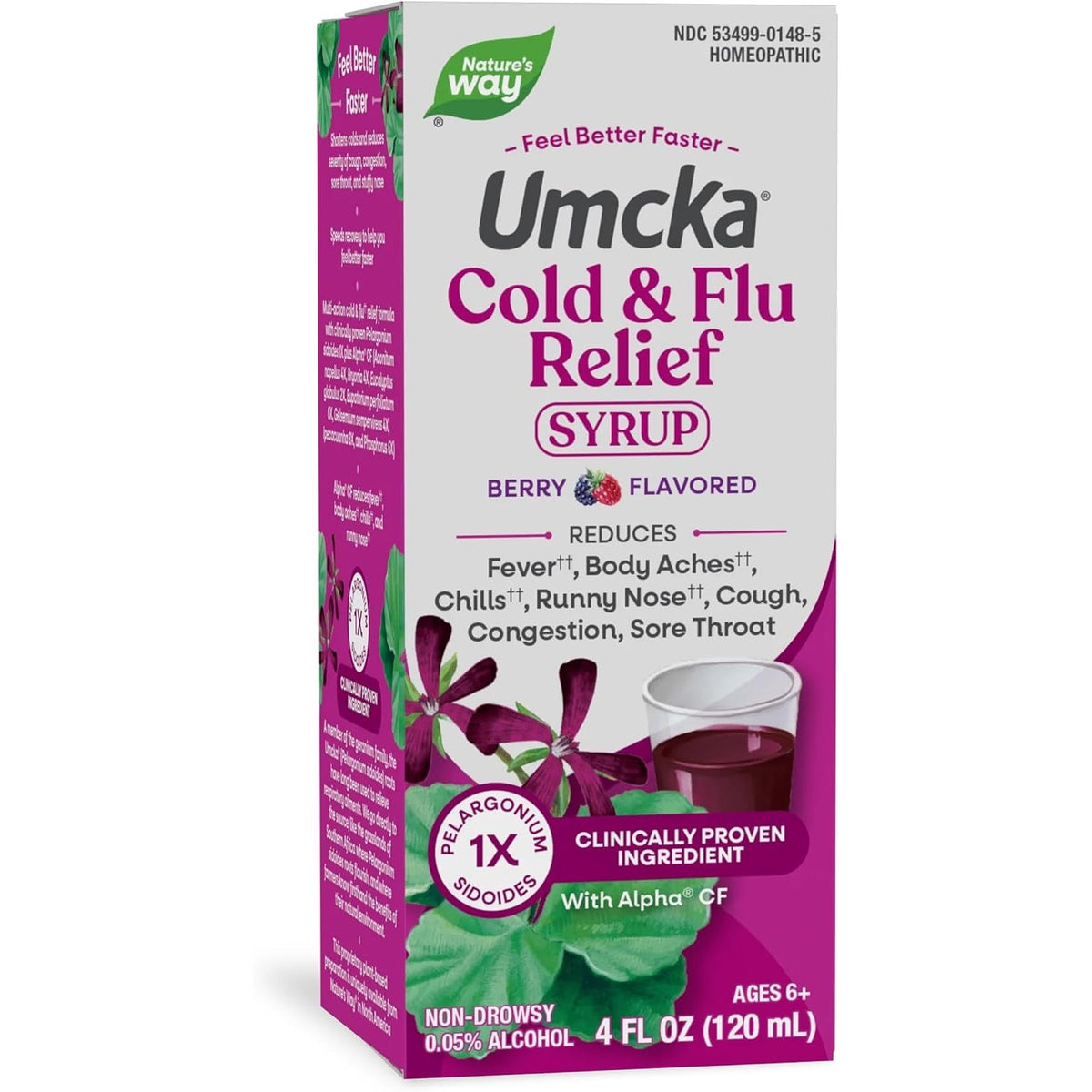 Nature's Way Umcka Cold and Flu Relief Syrup, Reduces Cough, 4 Fl Oz