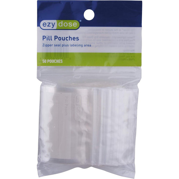Ezy Dose Disposable Zippered Seal Pill Pouches, Write on Label, 50 Count