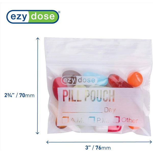 Ezy Dose Disposable Zippered Seal Pill Pouches, Write on Label, 50 Count