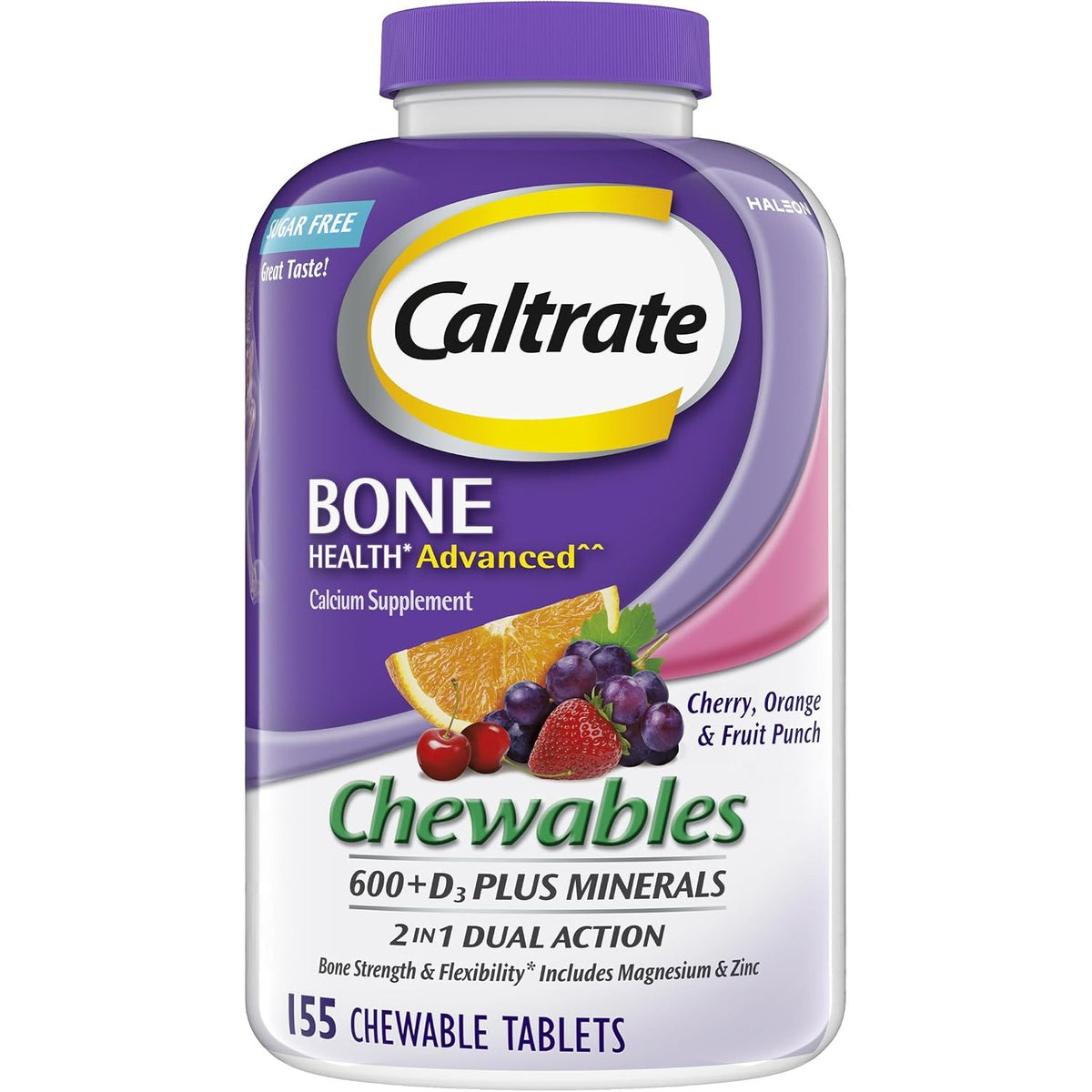 Caltrate Chewables 600 Plus D3 Vitamin D and Calcium Supplement, 155 count