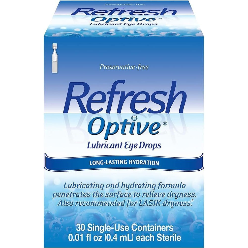 REFRESH OPTIVE Preservative-Free Artificial Tears Lubricant Eye Drops, 0.01 fl oz (0.4 mL), 30 Single-Use Containers