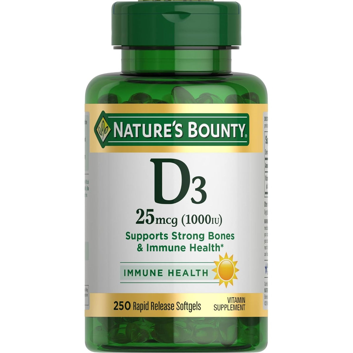Nature's Bounty Vitamin D3 1000 IU, Immune Support, 250 Count