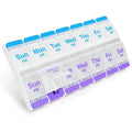 Ezy Dose Weekly (7-Day) AM/PM Pill Organizer, Large Case, Blue/Purple