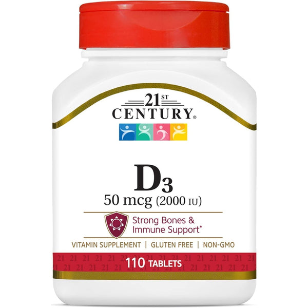21st Century Vitamin D3 2000 IU Tablets, Bone & Immune, 110 Count