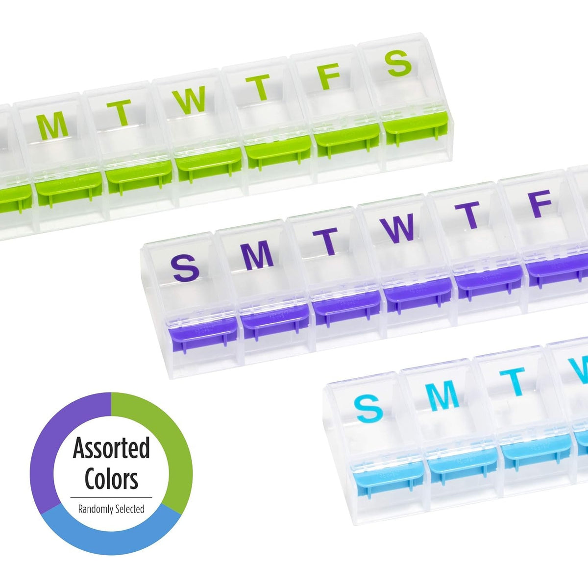 Ezy Dose Weekly (7-Day) Pill Organizer, 2XL Medicine Case, Color May Vary