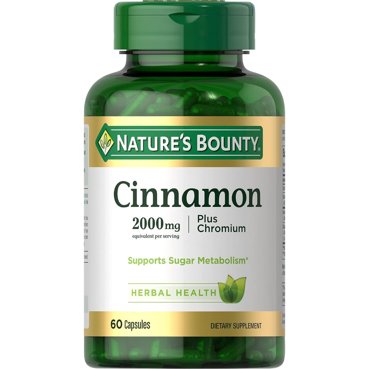 Nature's Bounty Cinnamon 2000mg Plus Chromium, 60 Capsules