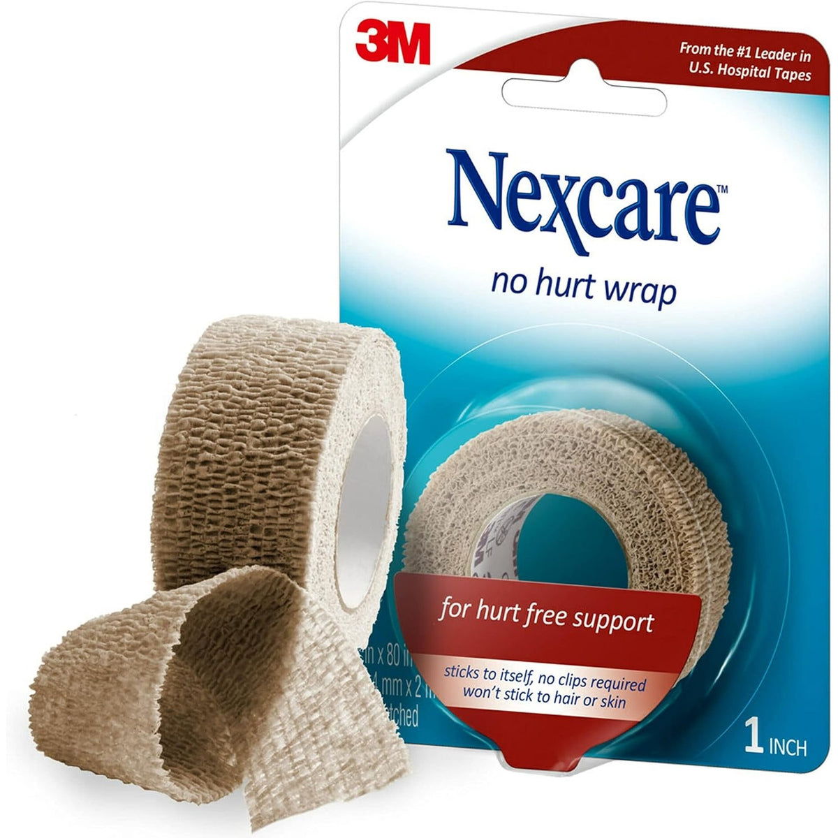 Nexcare No Hurt Wrap, 1 in x 80 in, Unstretched