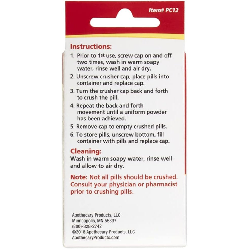 Acu-Life Pill Crusher and Grinder with Storage Compartment, Red