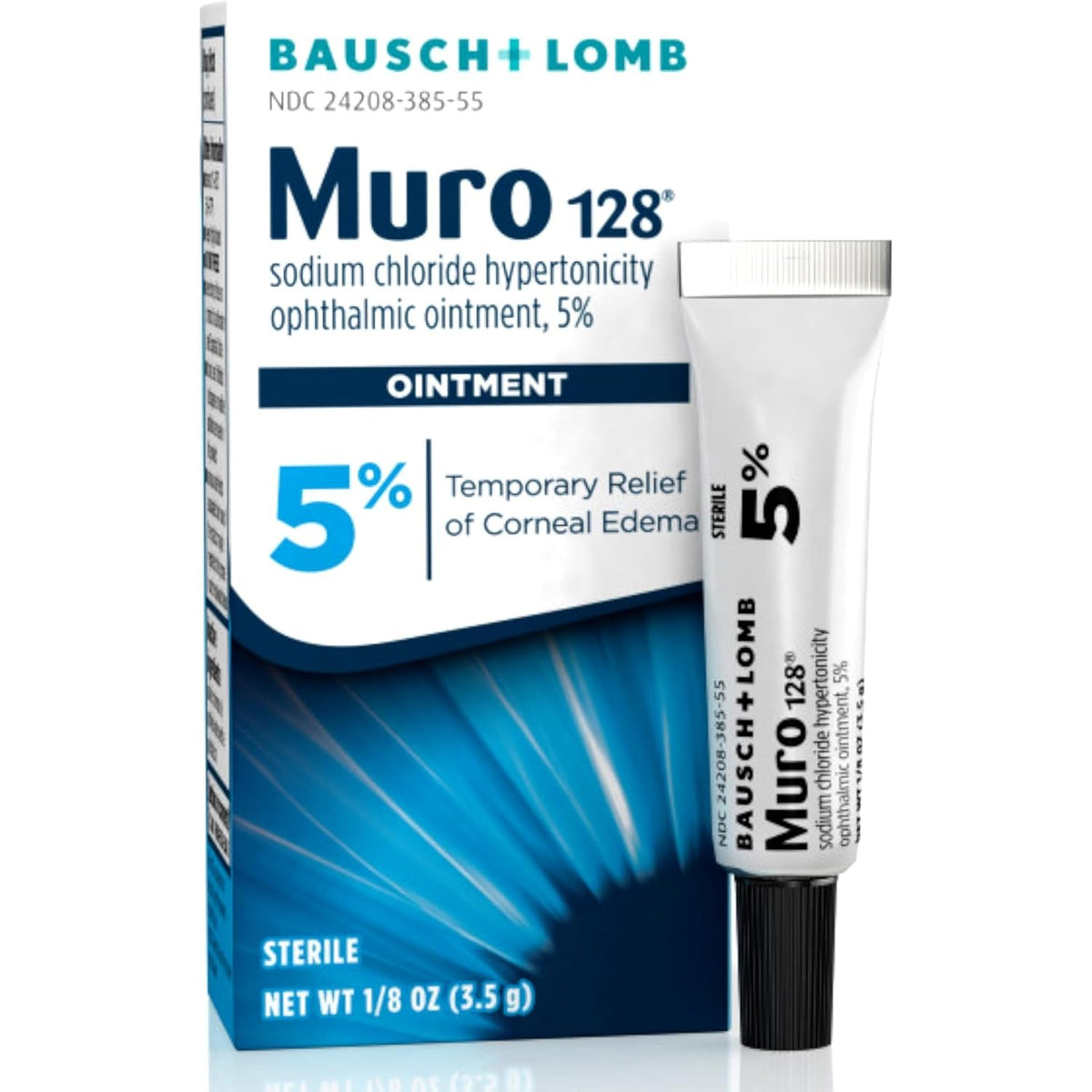 Muro 128 Sodium Chloride Eye Ointment 5% Corneal Edema Relief 0.12 Oz