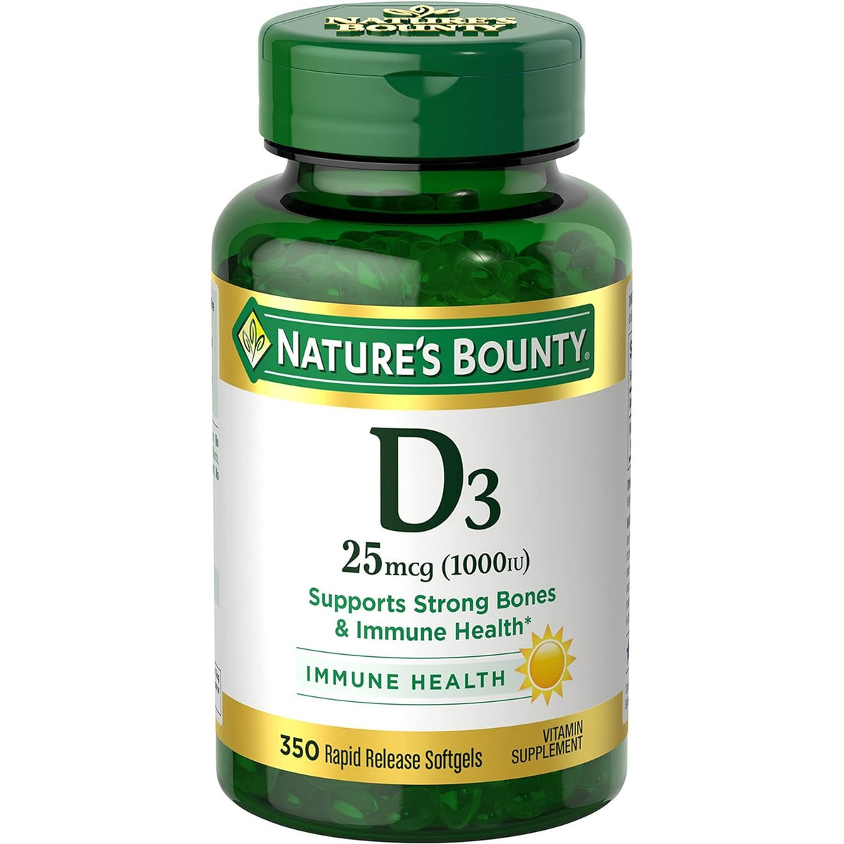 Nature's Bounty Vitamin D3 1000 IU Softgels, 350 Count