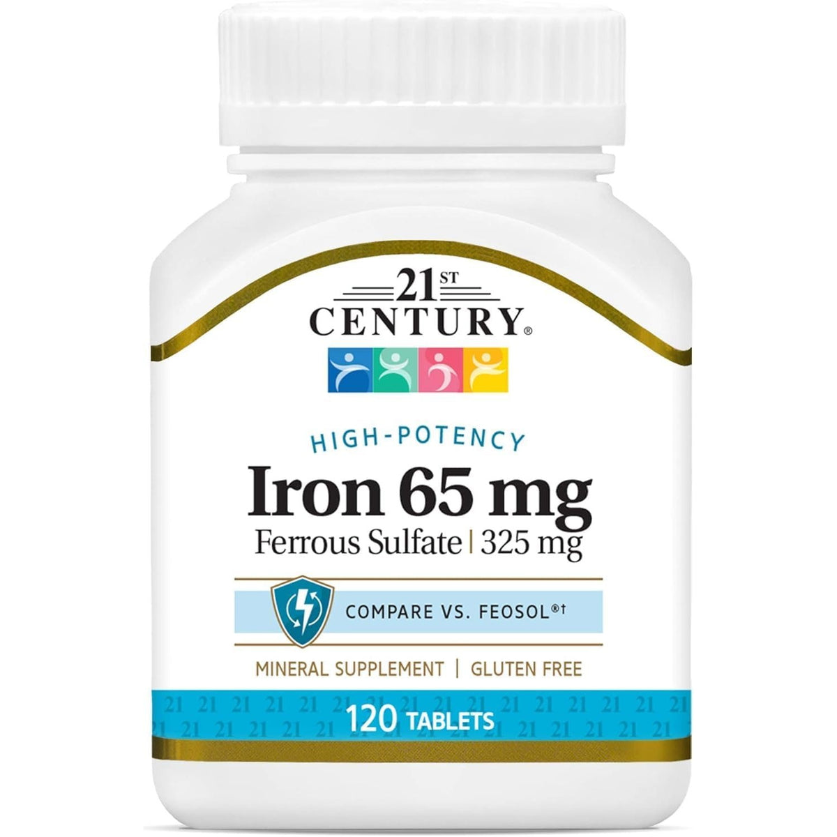 21st Century Maximum Strength Iron 65mg Tablets, Energy Support, 120 Count