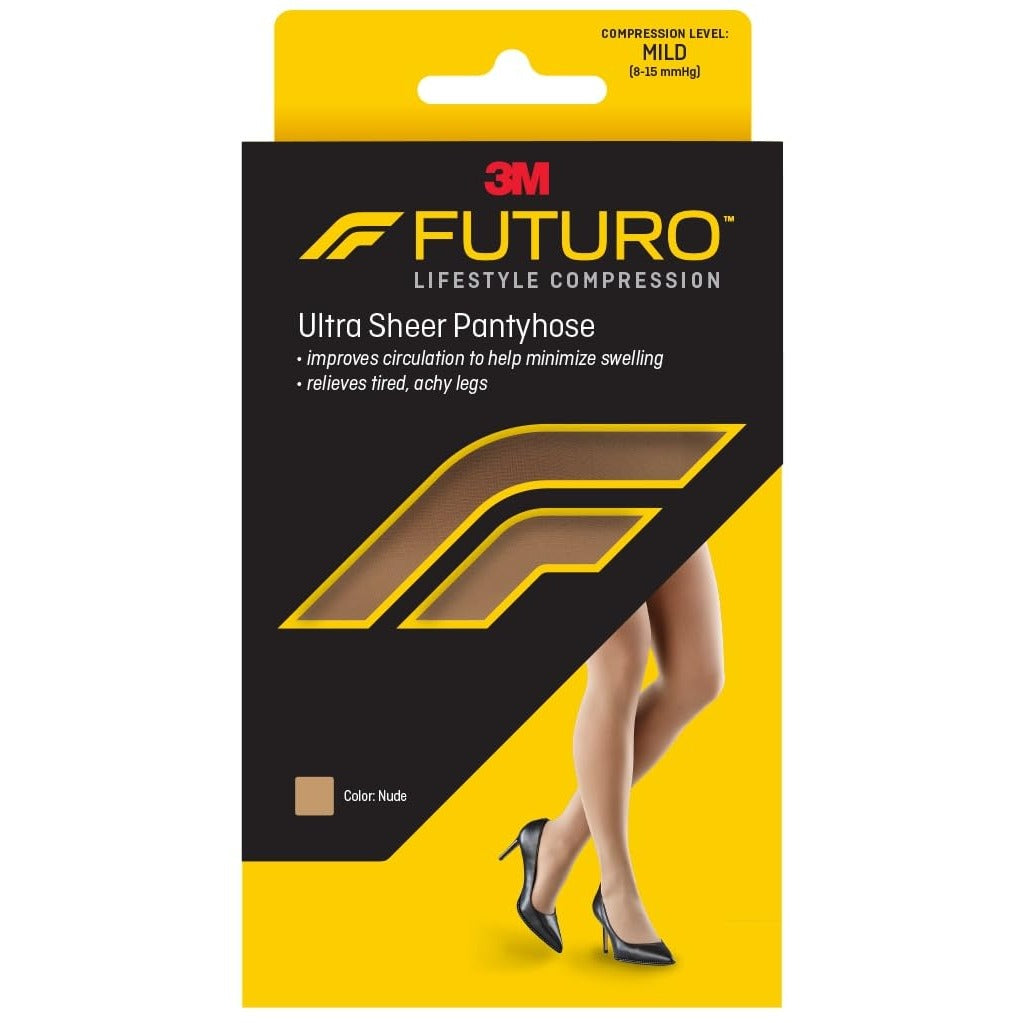 FUTURO Ultra Sheer Pantyhose for Women, Medium Size, Mild Compression (8-15 mm/Hg), Improves Circulation to Minimize Swelling, Relieves Tired & Achy