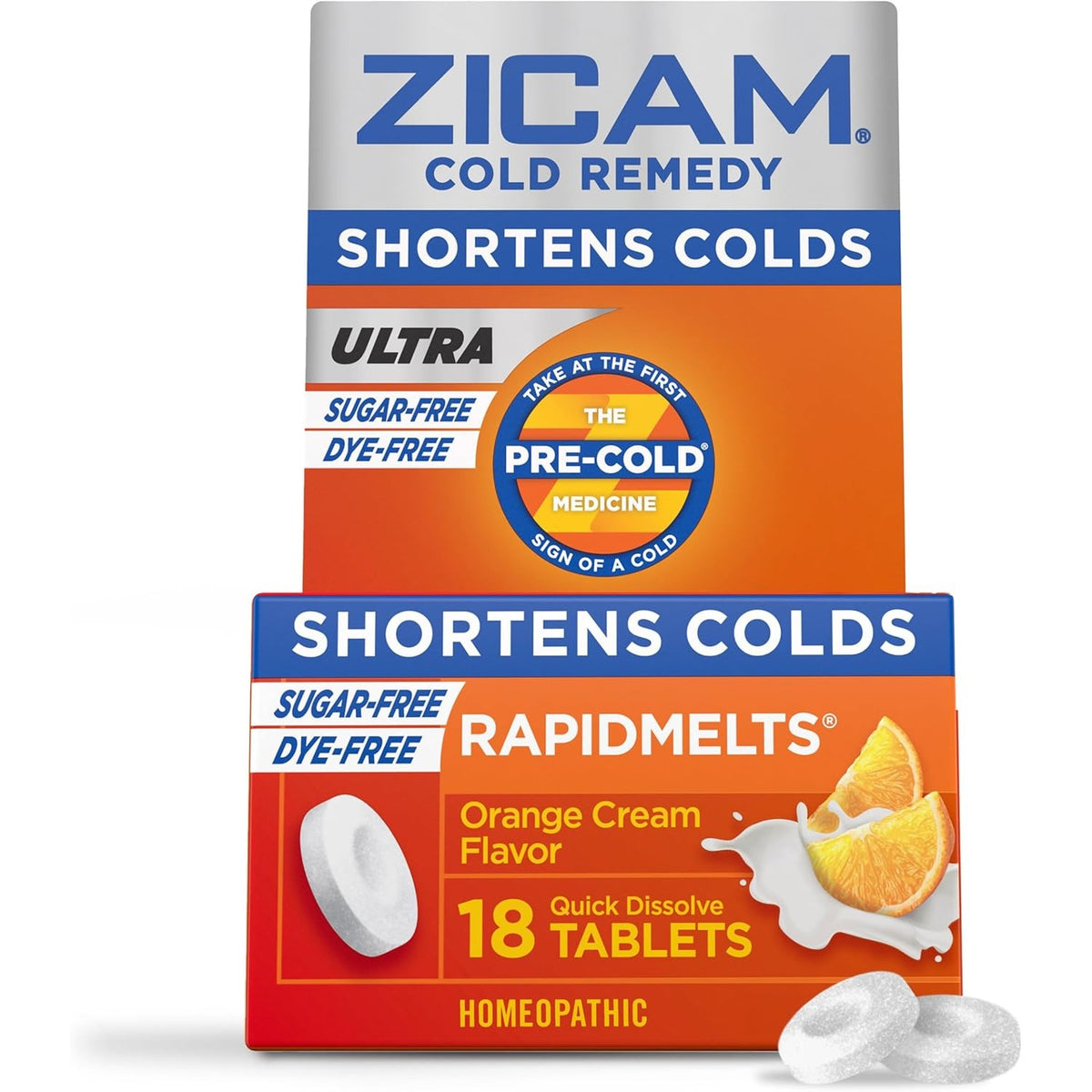 Zicam Ultra Cold Remedy Zinc Rapidmelts, Orange Cream Flavor, 18 Count