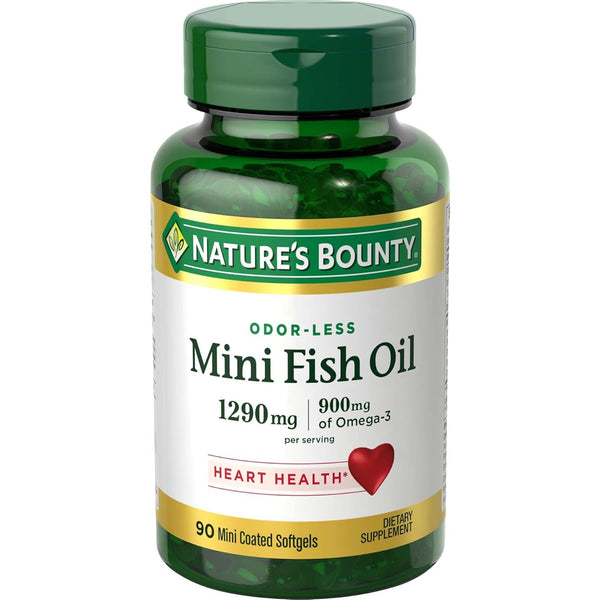 Nature's Bounty Mini Fish Oil Softgels, Burpless Omega 3 Supplements