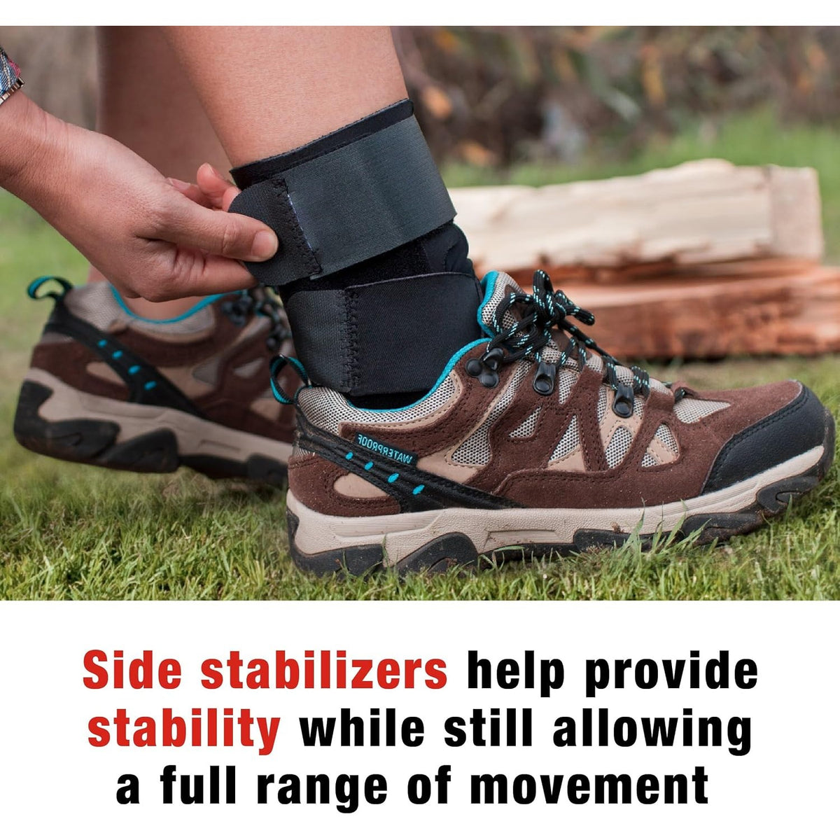 ACE Deluxe Ankle Stabilizer, Adjustable, Black, 1/Pack