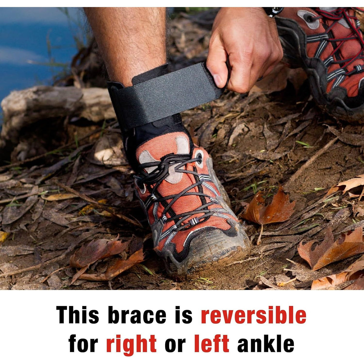 ACE Deluxe Ankle Stabilizer, Adjustable, Black, 1/Pack
