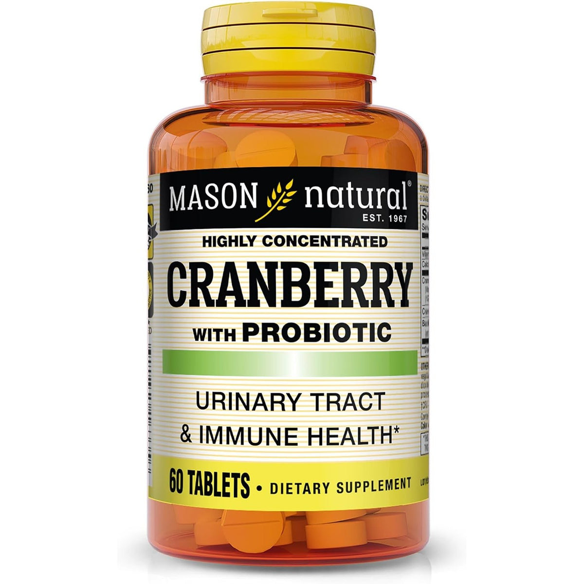 MASON NATURAL Cranberry with Probiotic, 2 Month Supply, Highly Concentrated, Supports Normal Immune Health & Urinary System, 60 Tablets