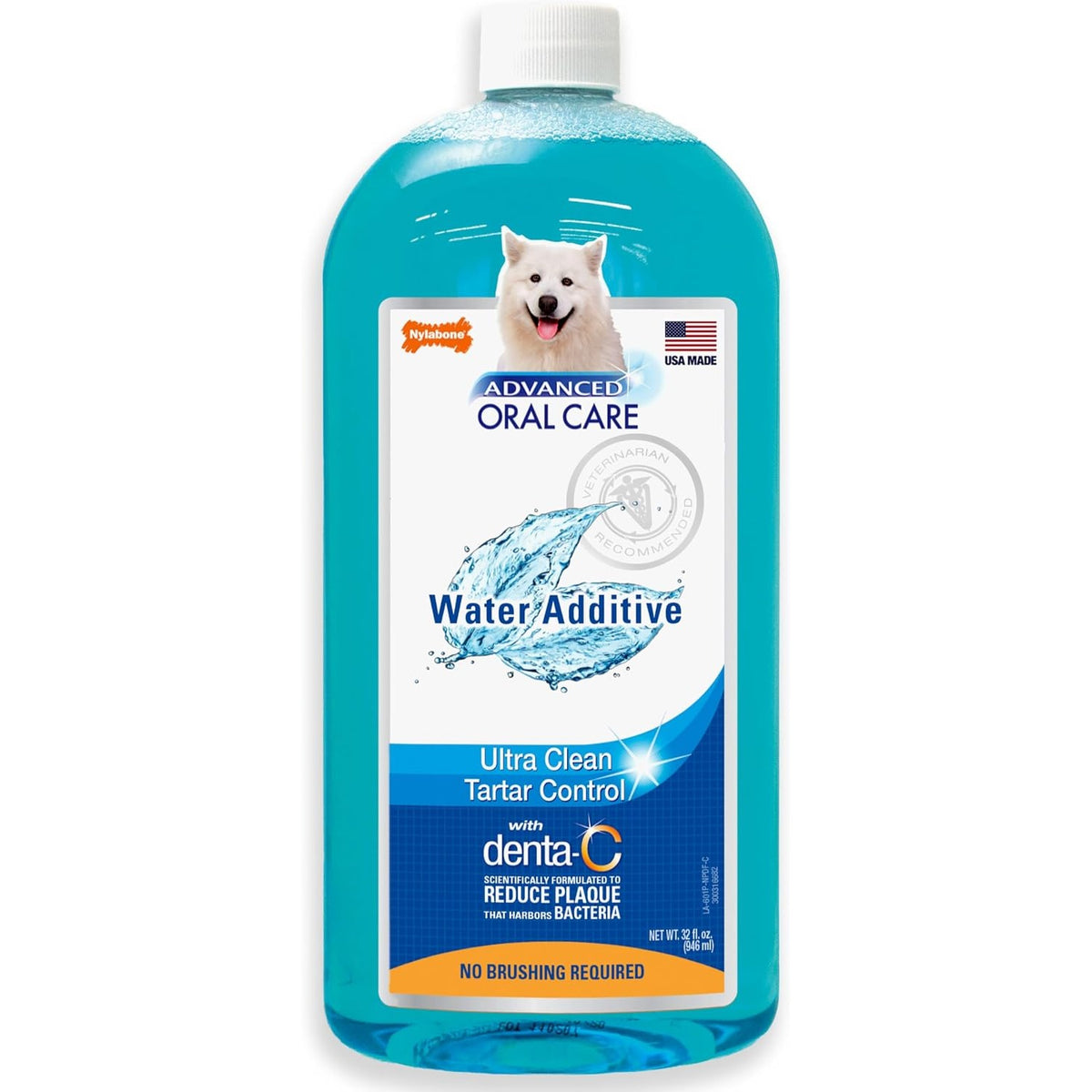 Nylabone Advanced Oral Care Pet Dental Water Additive, Liquid Tartar Remover & Breath Freshener for Dogs, Dog Teeth-Cleaning, Original Flavor, 32 oz.