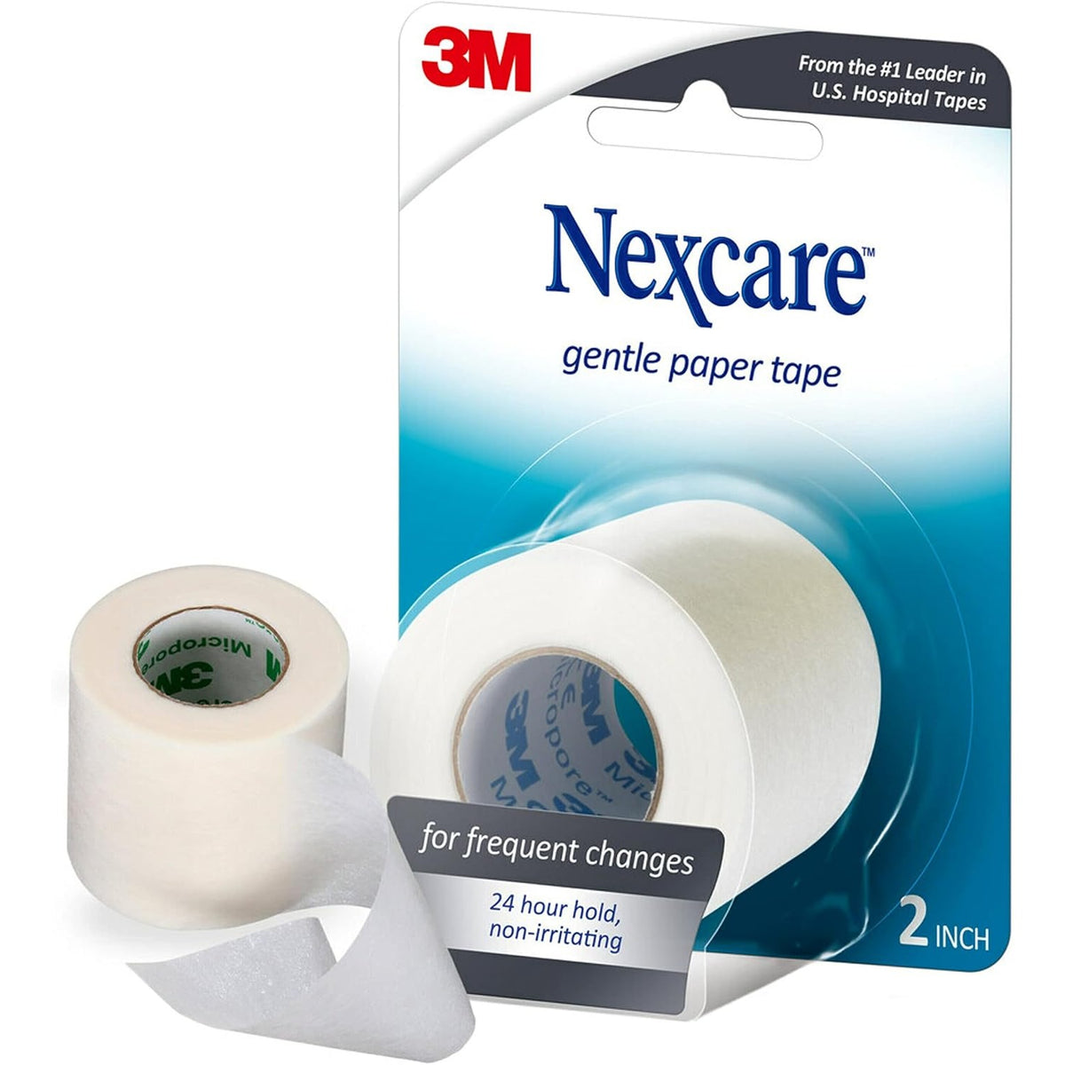 Nexcare Gentle Paper First Aid Tape, 2 in x 10 yd, Hypoallergenic Medical Surgical Tape for Sensitive Skin, Latex Free, 1 Count (Pack of 1)