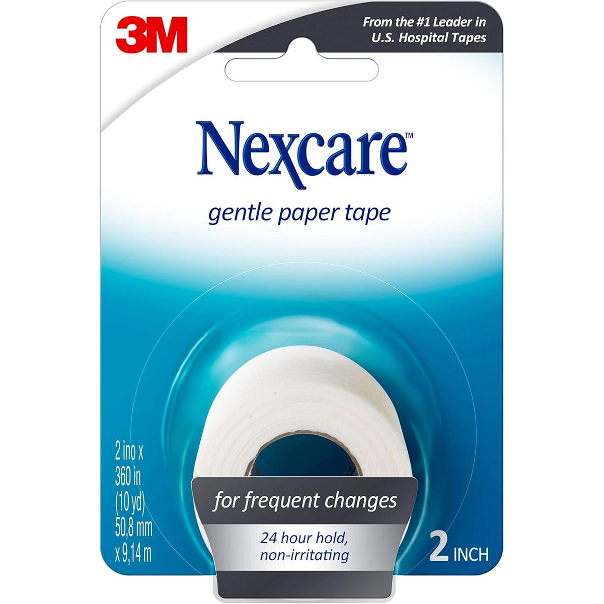 Nexcare Gentle Paper First Aid Tape, 2 in x 10 yd, Hypoallergenic Medical Surgical Tape for Sensitive Skin, Latex Free, 1 Count (Pack of 1)