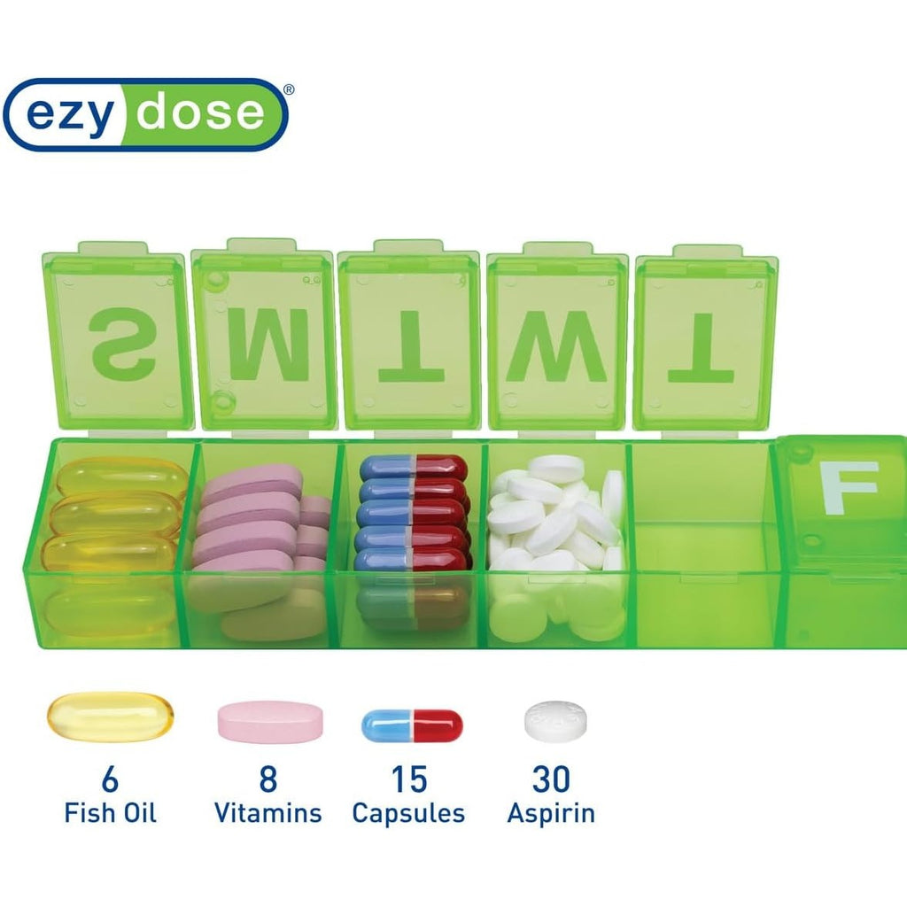 Ezy Dose Weekly (7-Day) Pill Organizer, X-Large Planner, Color May Vary