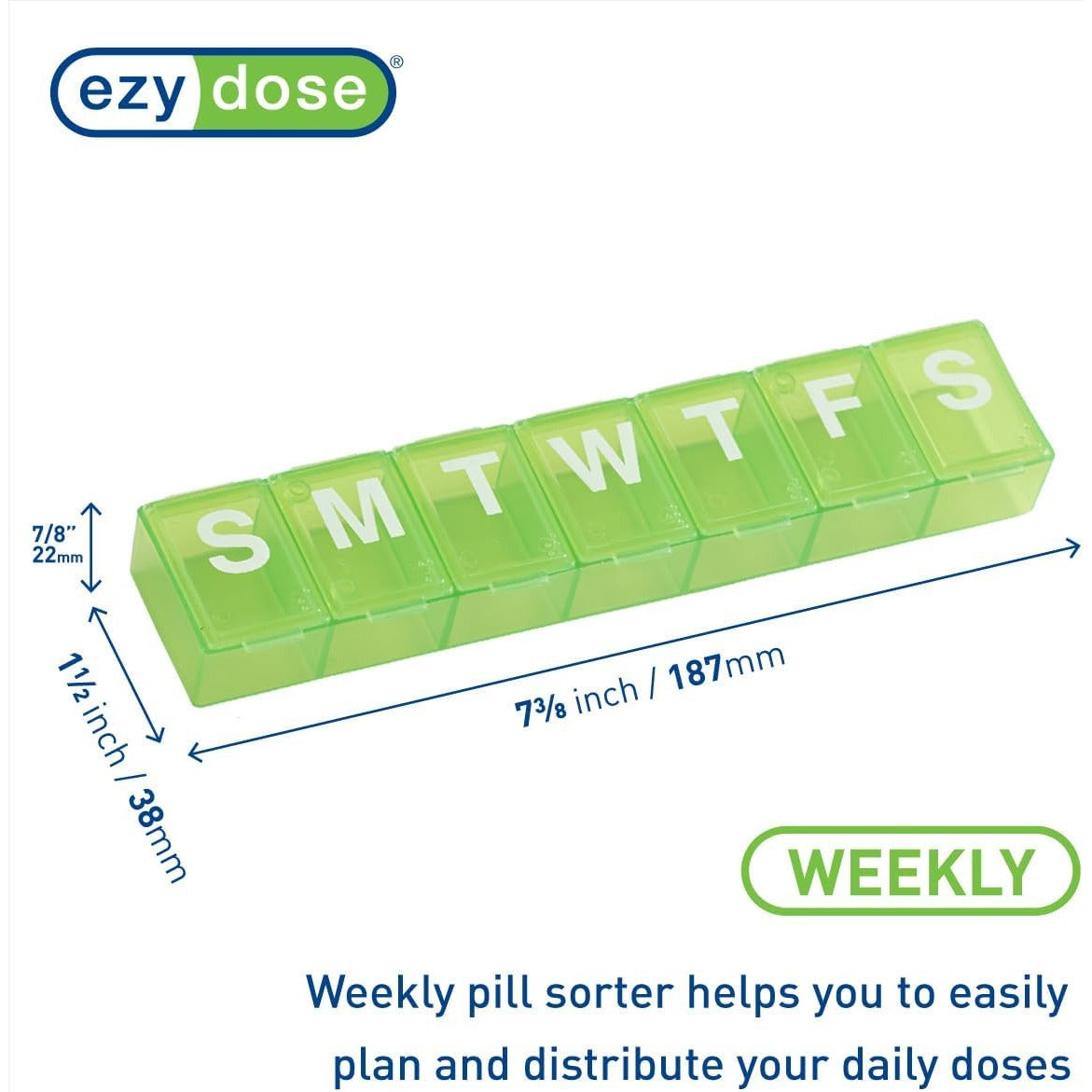 Ezy Dose Weekly (7-Day) Pill Organizer, X-Large Planner, Color May Vary