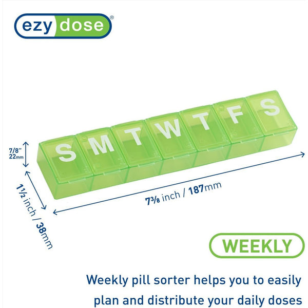 Ezy Dose Weekly (7-Day) Pill Organizer, X-Large Planner, Color May Vary