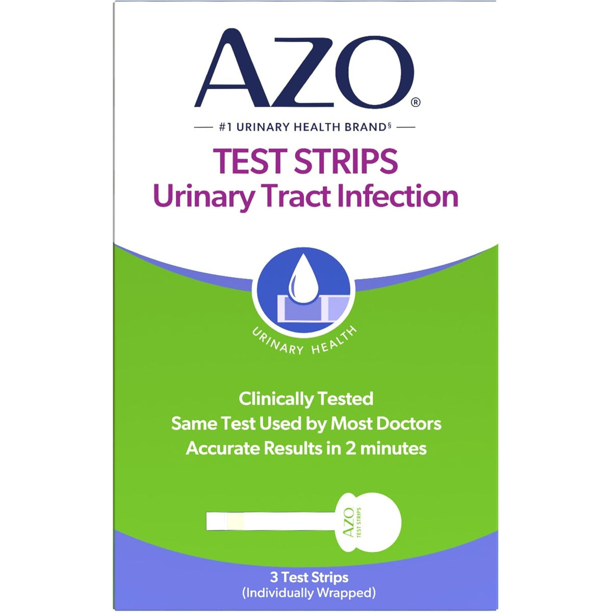 AZO Urinary Tract Infection (UTI) Test Strips, Results in 2 Mins, 3 Count