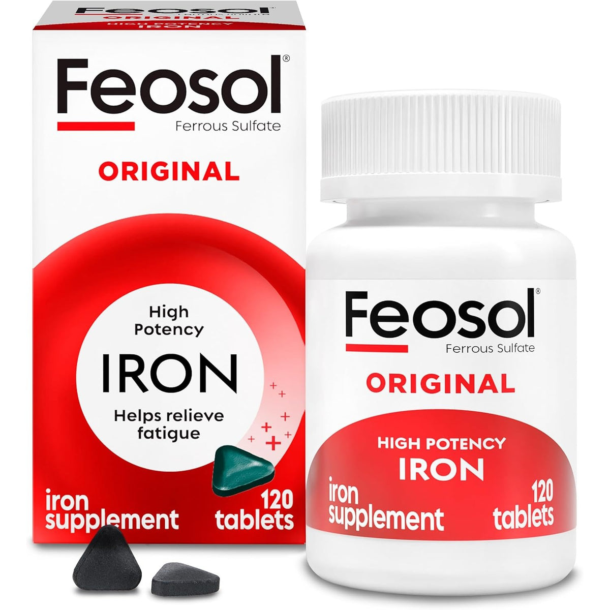 Feosol Original Iron Supplement Tablets, 65mg, 120ct, 4 Month Supply