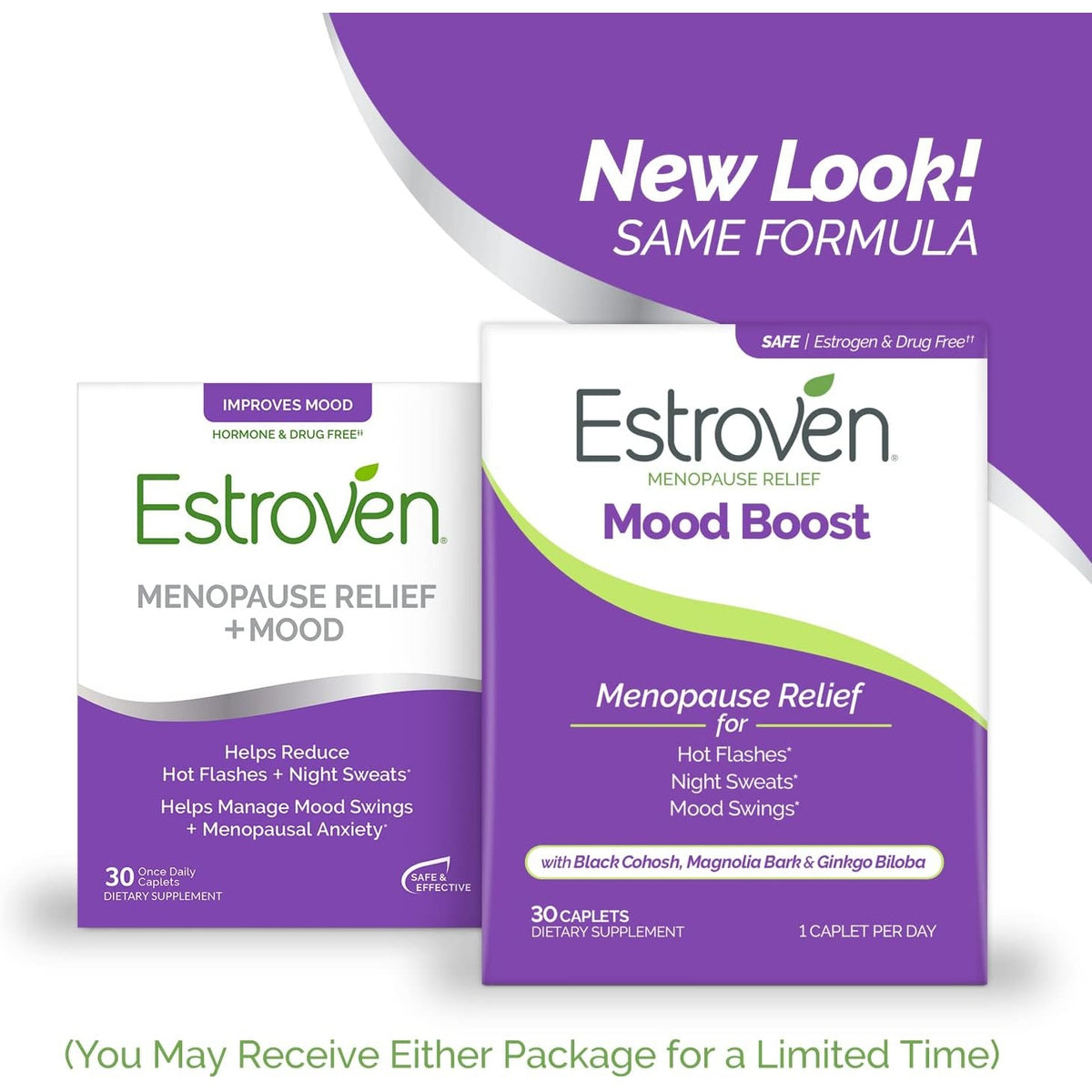 Estroven Mood Boost for Menopause Relief Supplement for Women, 30 Count