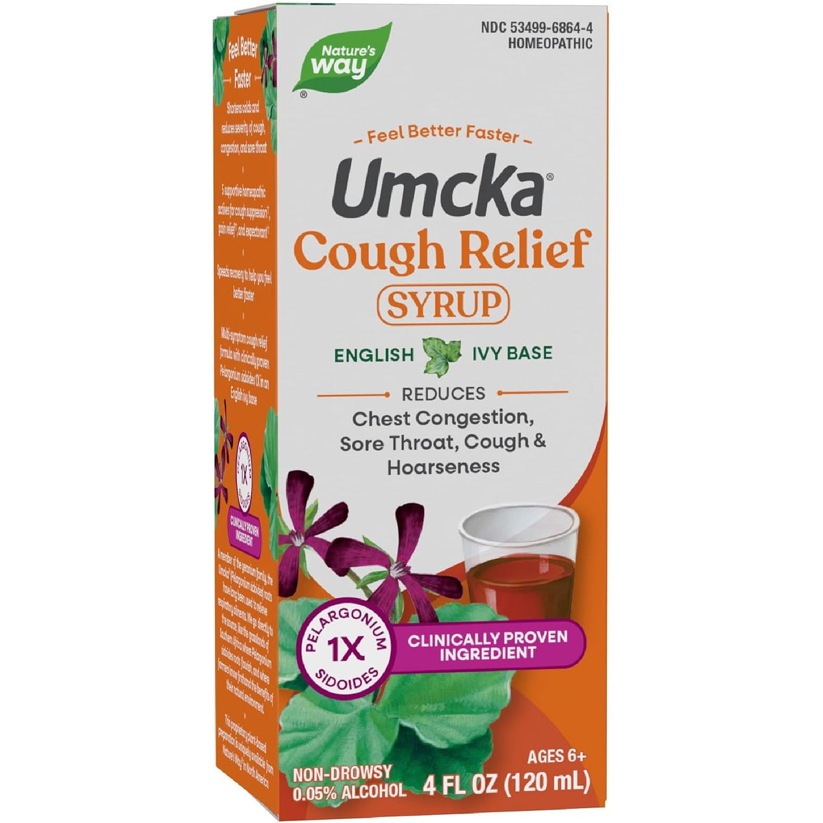 Nature's Way Umcka Cough Relief Syrup, Chest Congestion, Sore Throat, Cough, Hoarseness, Phenylephrine Free, Homeopathic, Non-Drowsy, 4 Fl Oz
