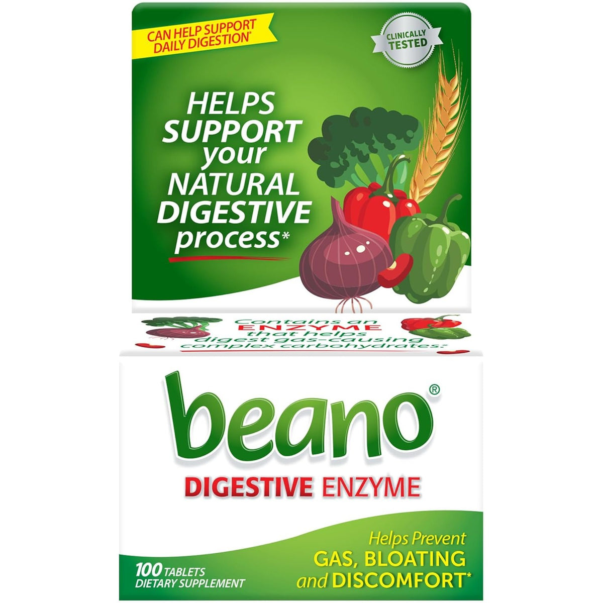 Beano Digestive Enzyme, Helps Prevent Gas & Bloating, 100 Tablets