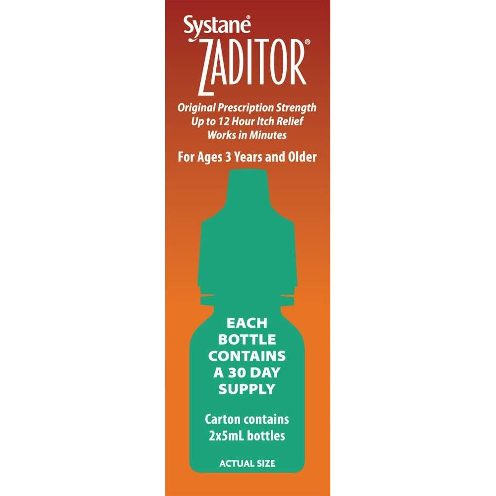 Alcon Zaditor Antihistamine Eye Drops, Twin Pack, 5-mL Each