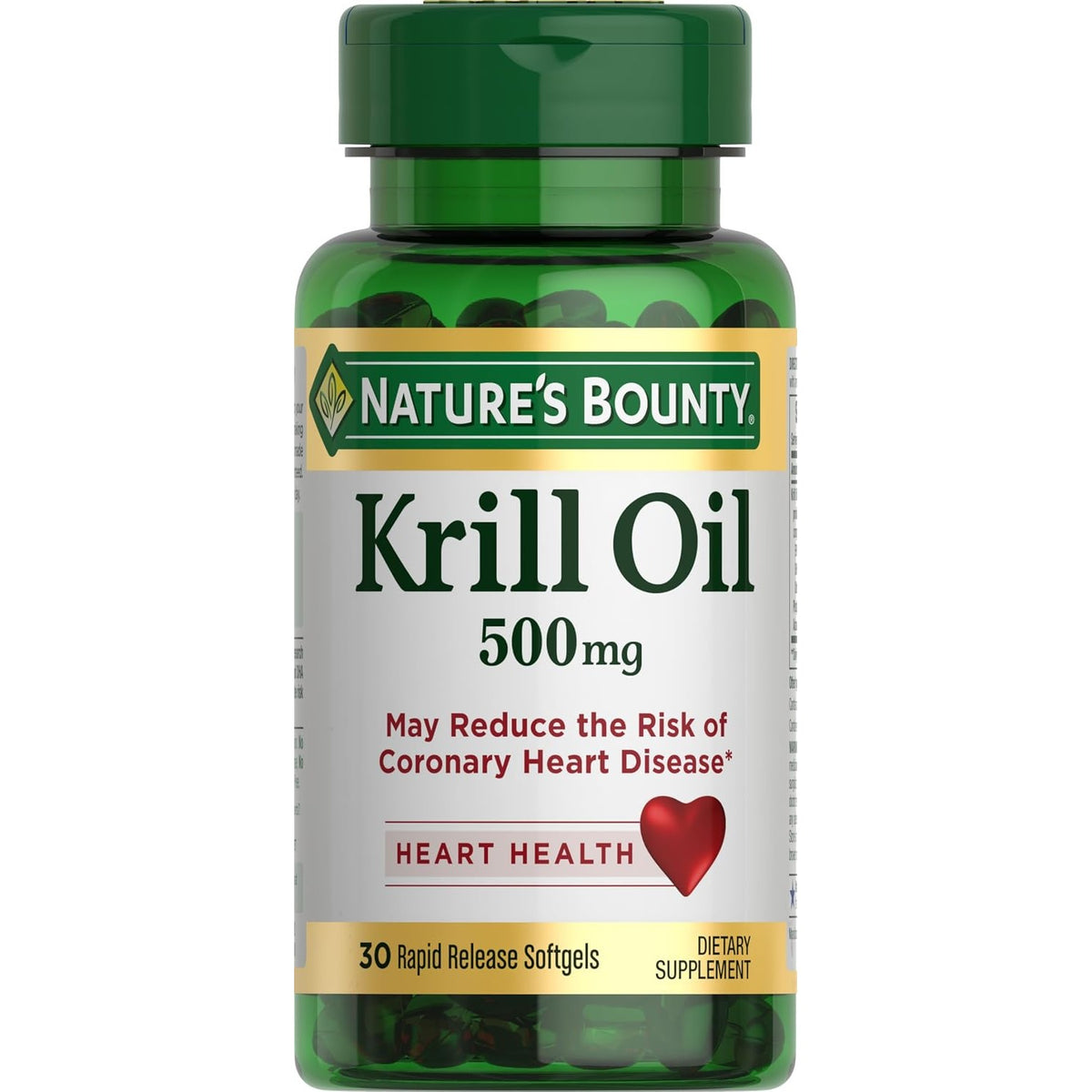 Nature's Bounty Krill Oil, Heart Health, 500mg, 30 Rapid Release Softgels