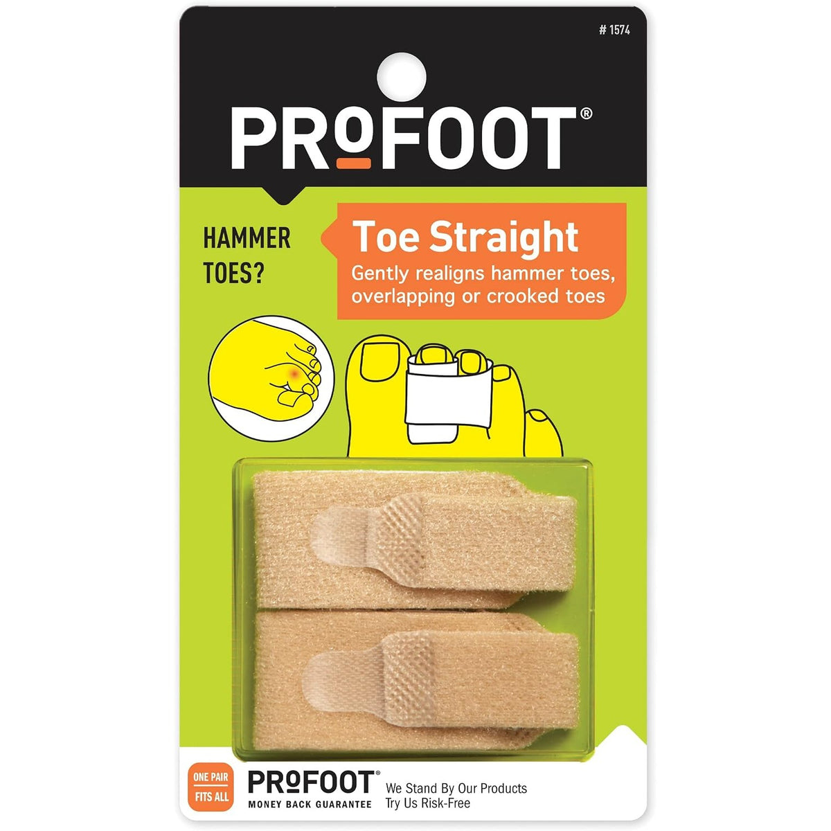 PROFOOT Toe Straight Hammertoe Wrap, Toe Straightener to Realign Overlapping or Crooked Toes, Hammer Toe Corrector for Women & Men, Non-Bulky, One