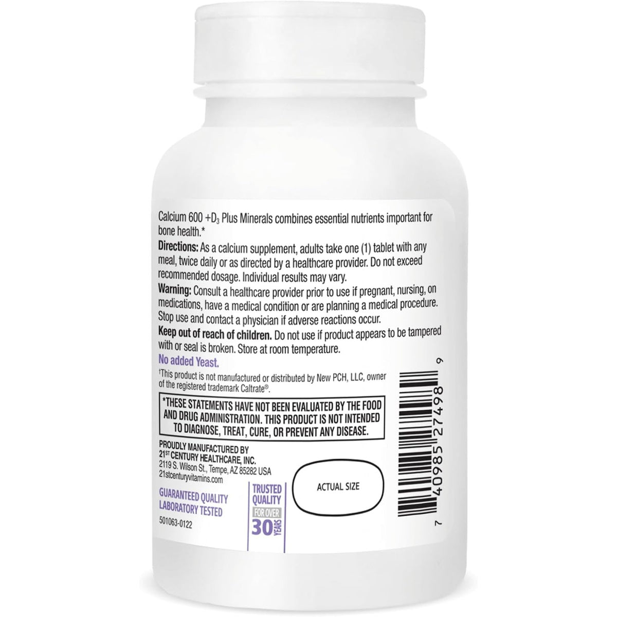 21st Century Calcium 600 Plus D Plus Minerals Caplets, Bone & Joint, 120