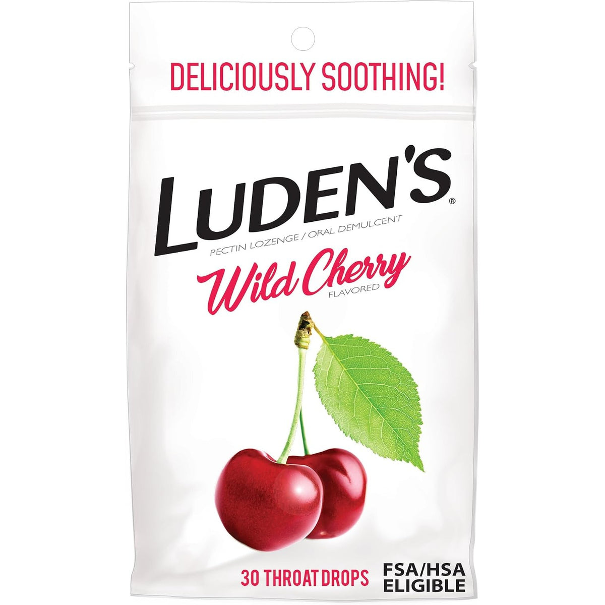 Ludens Sore Throat Drops, for Minor Sore Throat Relief, Wild Cherry, 30 Count