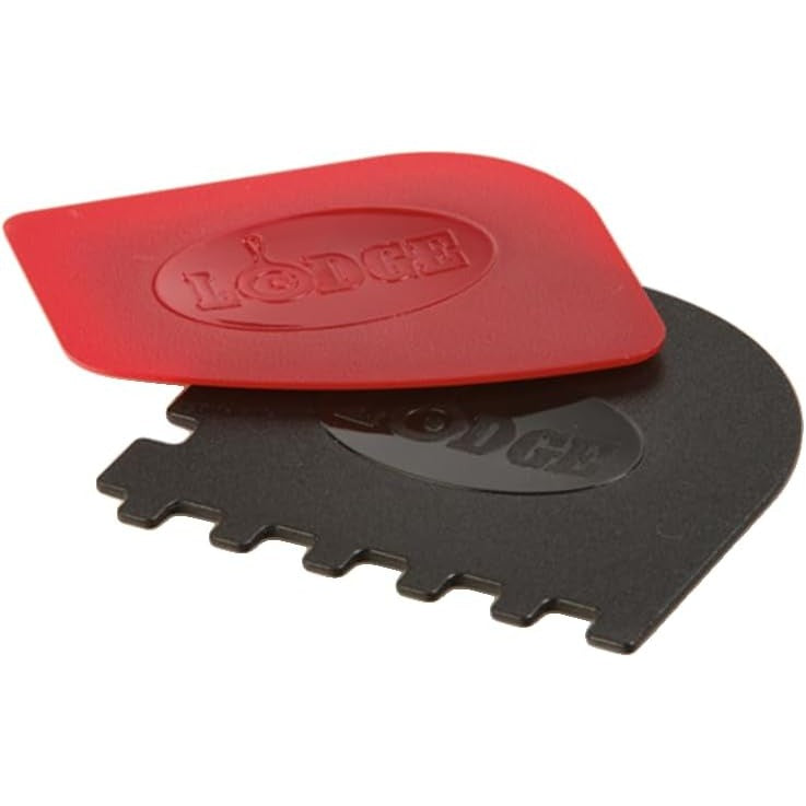 Lodge Cast Iron Grill Scraper Combo Red and Black 2-Pack