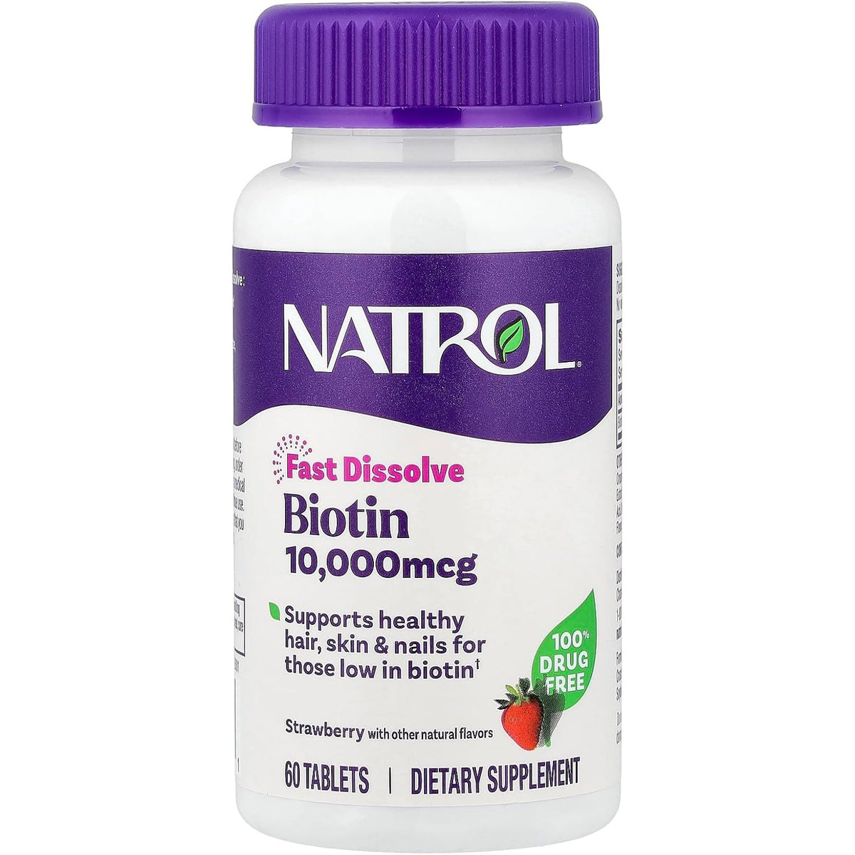 Natrol Biotin 10000mcg, 4X Faster Dissolve Supplement for Healthy Hair, Skin and Nails for Those Low in Biotin, Plus Energy Metabolism Support