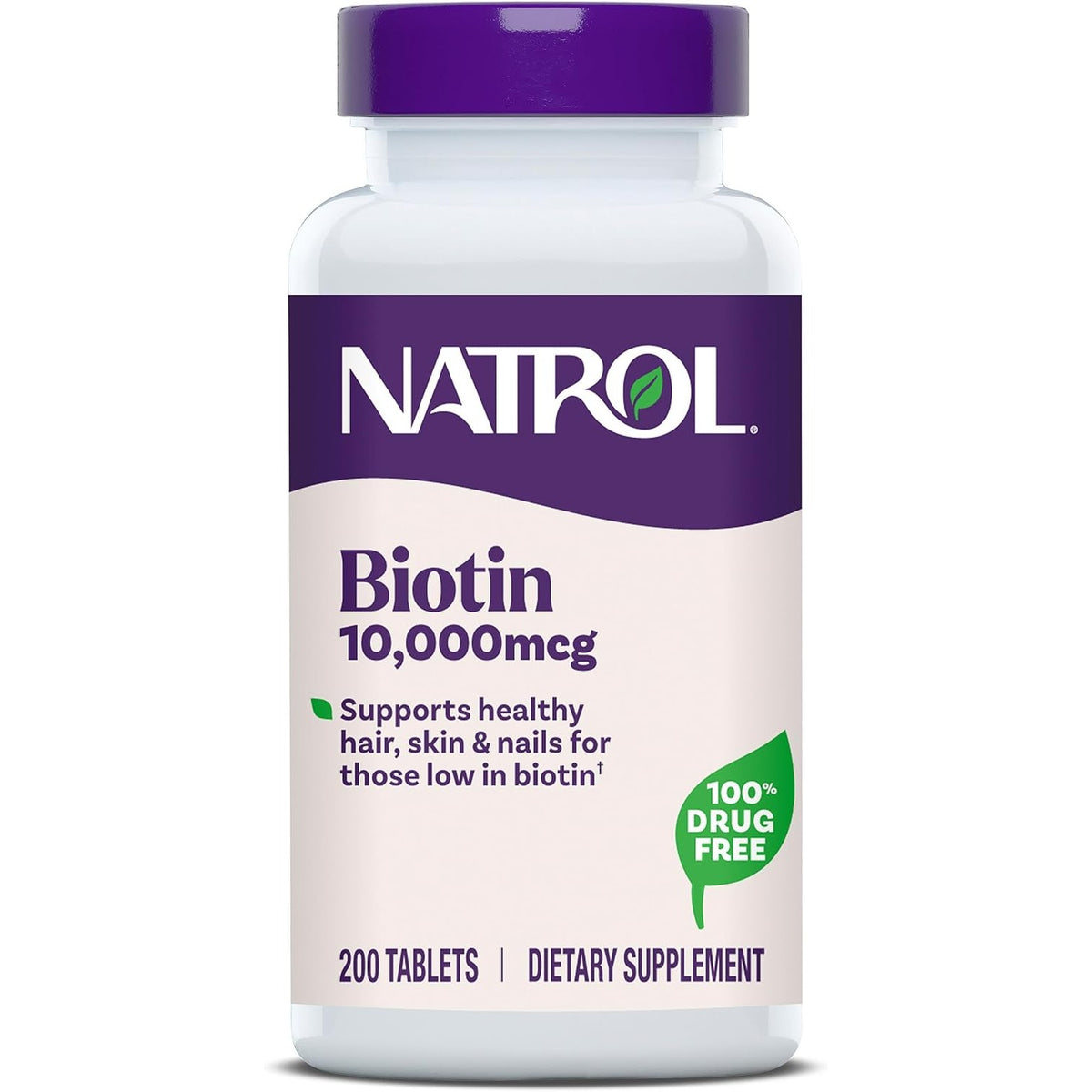 Natrol Biotin 10000mcg, 4X Faster Dissolve Supplement for Healthy Hair, Skin and Nails for Those Low in Biotin, Plus Energy Metabolism Support