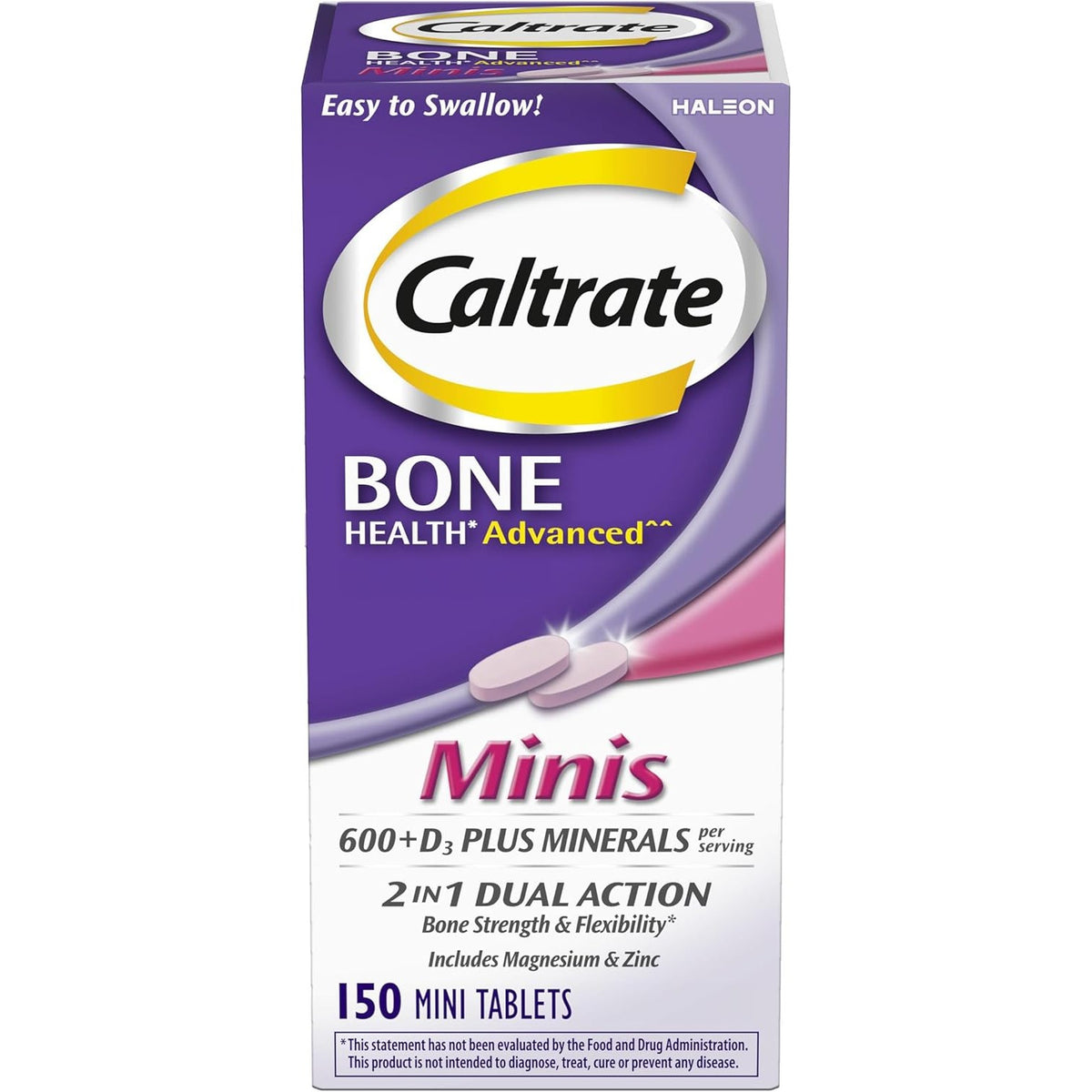 Caltrate Minis 600 Plus D3 Vitamin D and Calcium Supplement Tablets, 150 Ct