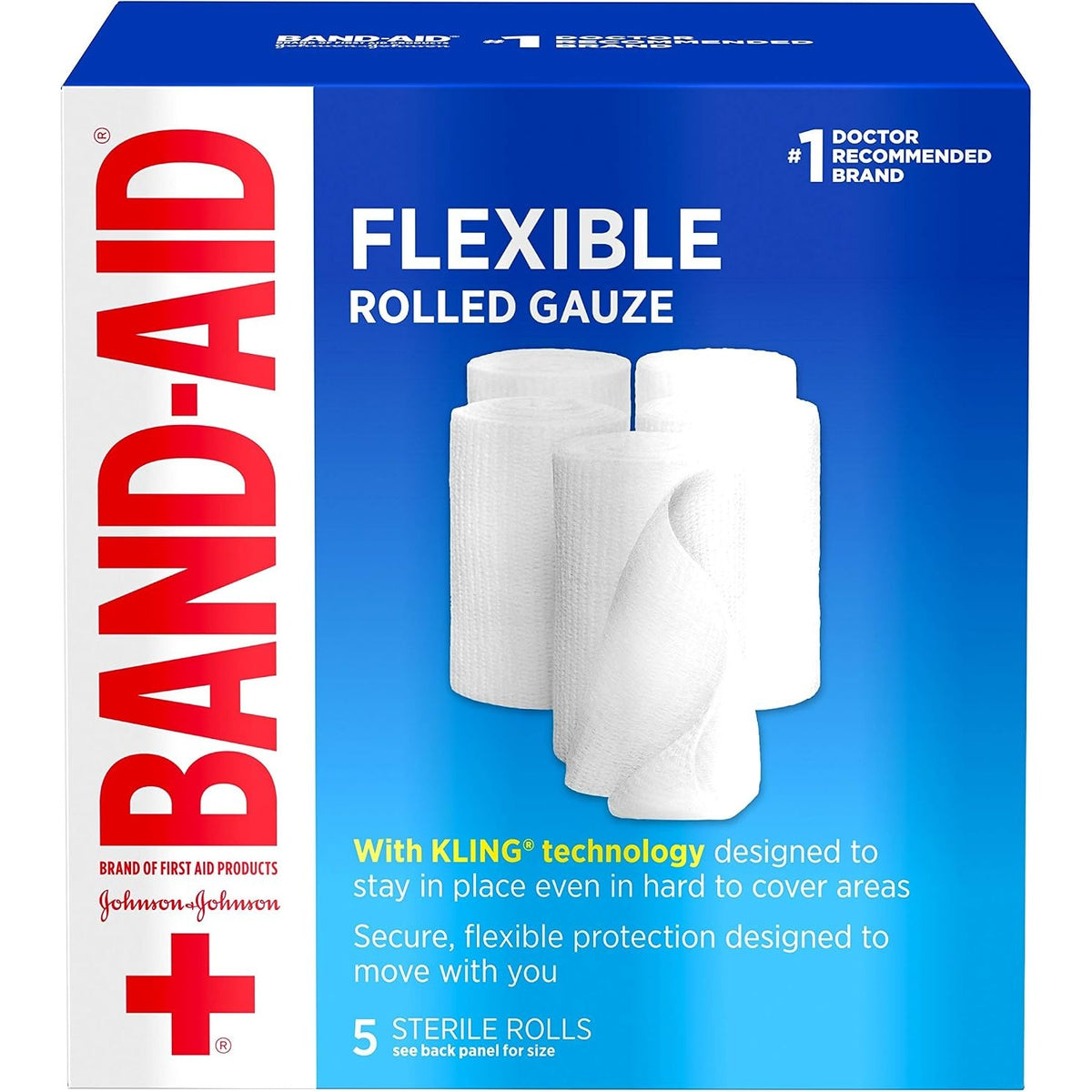 Band-Aid Brand of First Aid Products Flexible Rolled Gauze Dressing for Minor Wound Care, Soft Padding and Instant Absorption, 3 Inches by 2.1 Yards