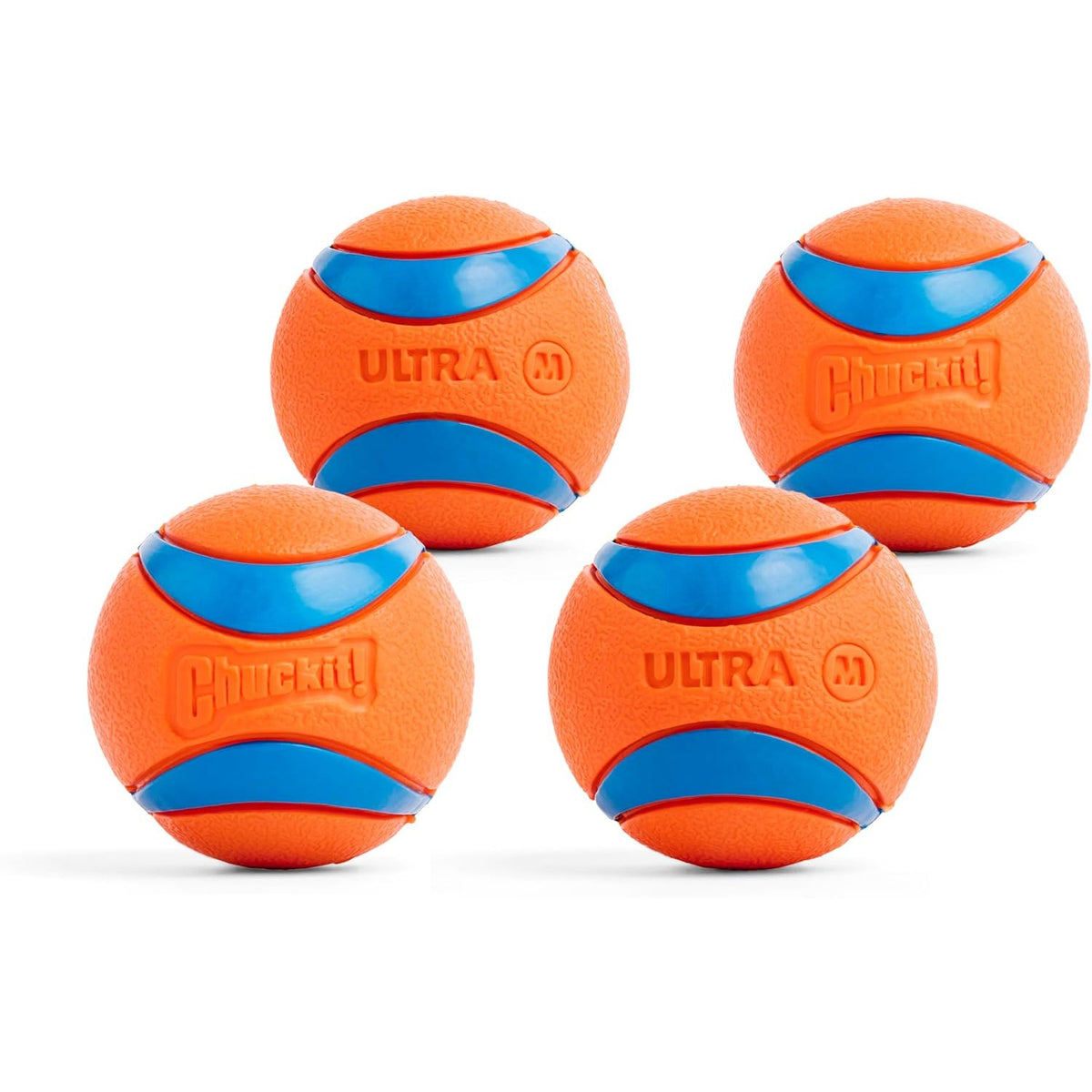 Chuckit! Ultra Ball Rubber Dog Ball Floating Fetch Toy Medium 2.5 in 4-Pack