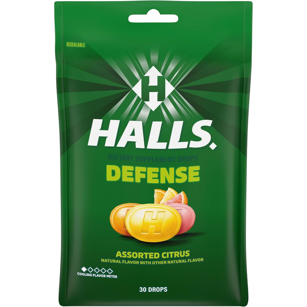 HALLS Defense Assorted Citrus Vitamin C Dietary Supplement Drops, 30 ct