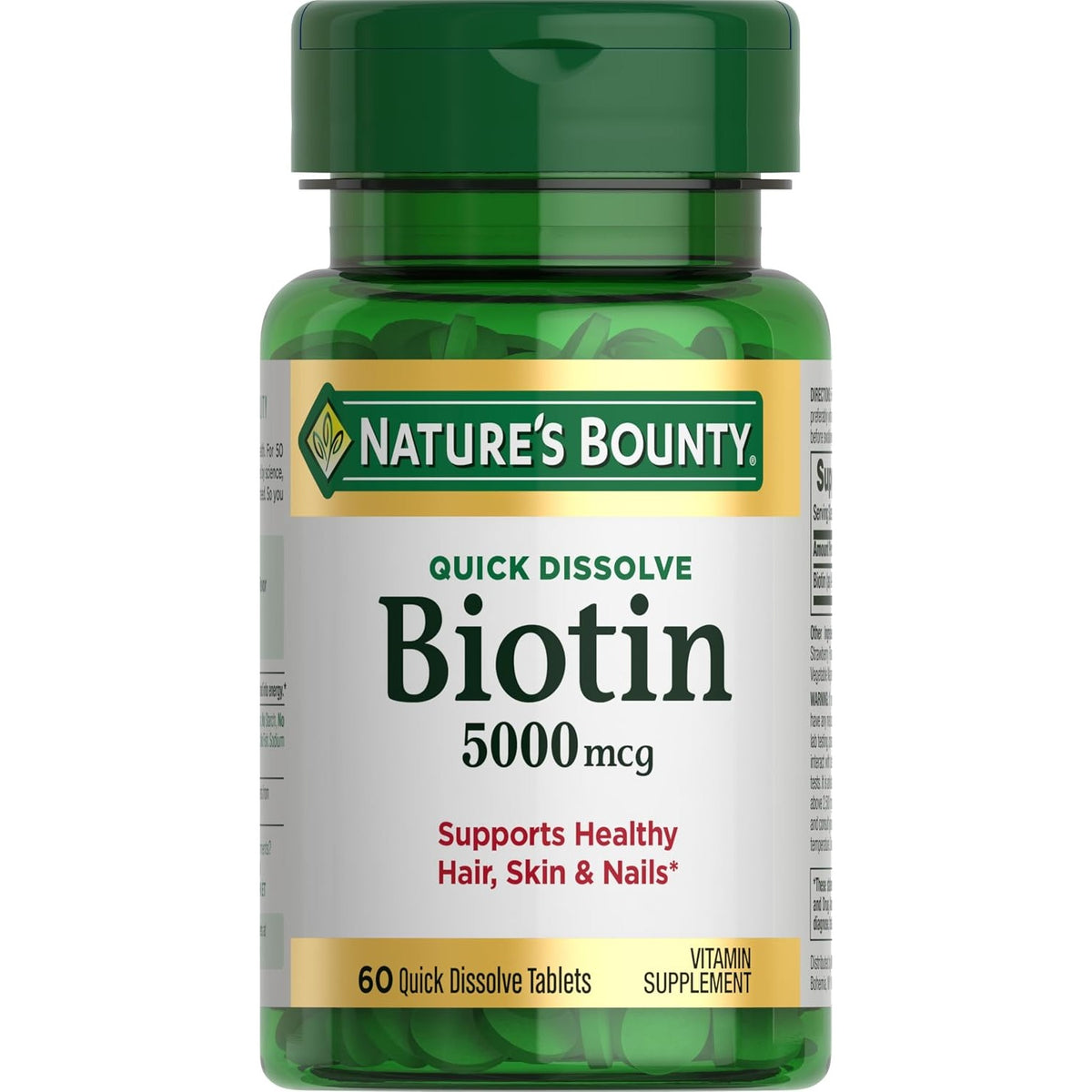 Nature's Bounty Biotin, 5000mcg, 60 Quick Dissolve Tablets
