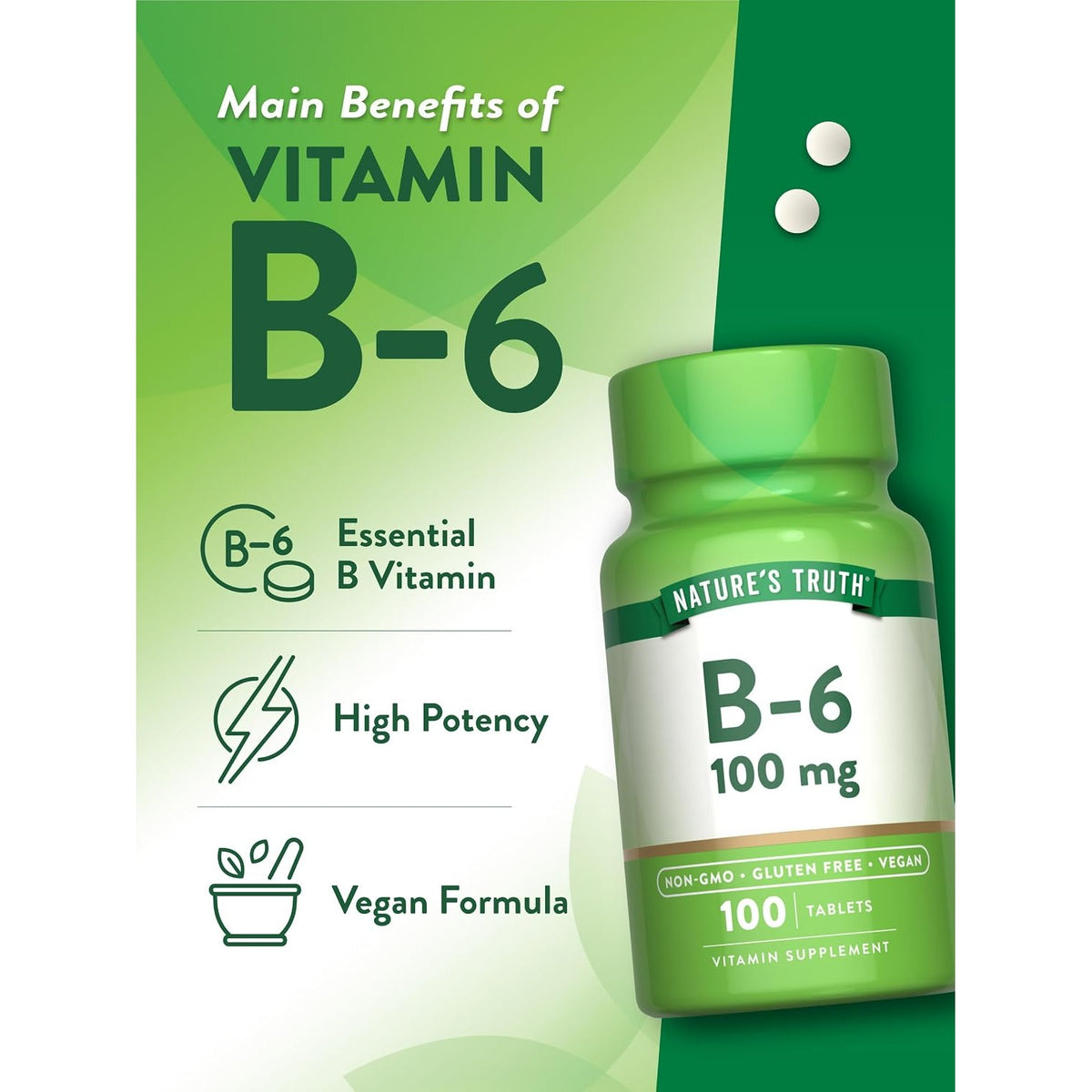 Nature's Truth B6 Vitamin | 100mg | 100 Tablets