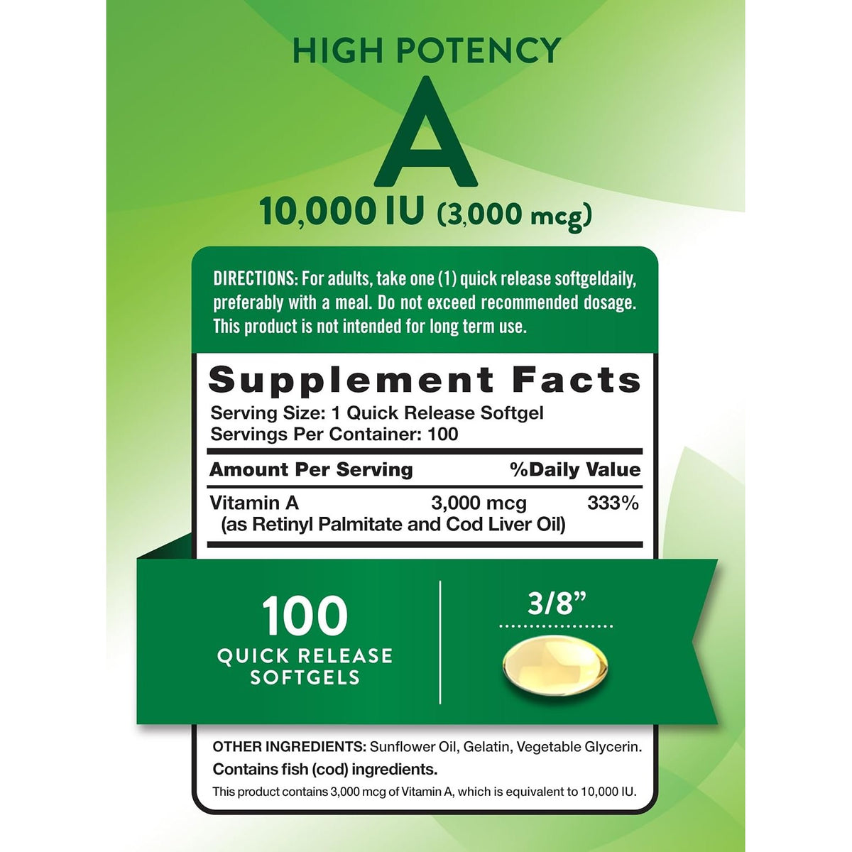 Nature's Truth Vitamin A Softgels | 100 Count